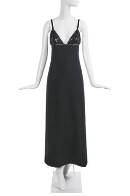 Lot 443 - An André Courrèges black wool maxi dress, 1969-70