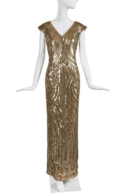 Lot 128 - A fine Alexander McQueen gold beaded and sequined evening dress, 'In Memory of Elizabeth Howe, Salem 1692' or 'Witches of Salem' collection, Autumn-Winter 2007-08