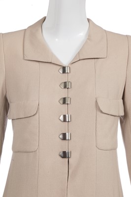 Lot 32 - A Chanel haute couture by Karl Lagerfeld taupe moss crêpe coat, Spring-Summer 1998