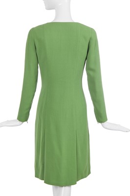 Lot 33 - A Chanel haute couture by Karl Lagerfeld lime green moss crêpe coat dress, Spring-Summer 1998