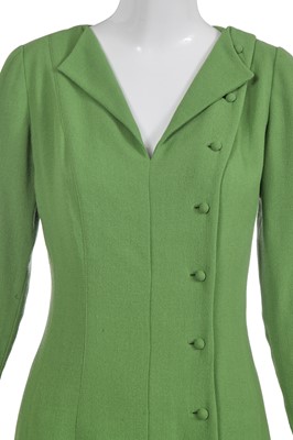 Lot 33 - A Chanel haute couture by Karl Lagerfeld lime green moss crêpe coat dress, Spring-Summer 1998