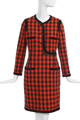 Lot 42 - A Chanel by Karl Lagerfeld multicoloured tweed and velvet dress, circa 1990