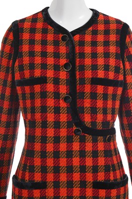 Lot 42 - A Chanel by Karl Lagerfeld multicoloured tweed and velvet dress, circa 1990