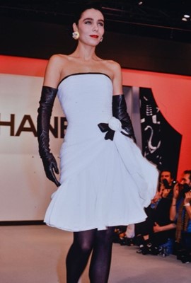 Lot 46 - A Chanel by Karl Lagerfeld cream chiffon cocktail dress, Autumn-Winter 1987-88