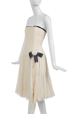 Lot 46 - A Chanel by Karl Lagerfeld cream chiffon cocktail dress, Autumn-Winter 1987-88