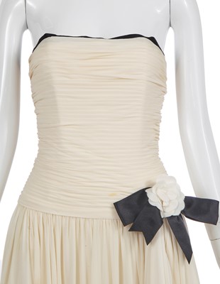 Lot 46 - A Chanel by Karl Lagerfeld cream chiffon cocktail dress, Autumn-Winter 1987-88