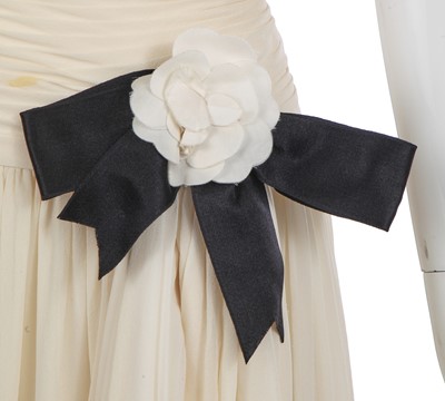 Lot 46 - A Chanel by Karl Lagerfeld cream chiffon cocktail dress, Autumn-Winter 1987-88
