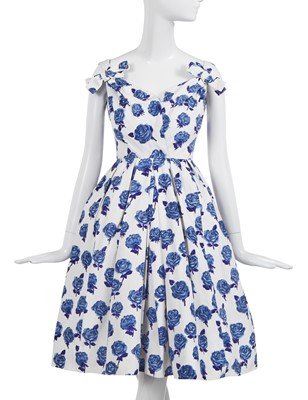 Lot 493 - A Christian Dior floral silk faille cocktail dress, circa 1955