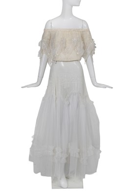 Lot 417 - A Zandra Rhodes white chiffon bridal gown, 'The Shell' collection, Autumn-Winter 1973-74