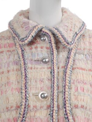 Lot 6 - A Chanel by Karl Lagerfeld pastel tweed jacket and pink cape, 'Chanel Airspace' collection, Autumn-Winter 2017-18