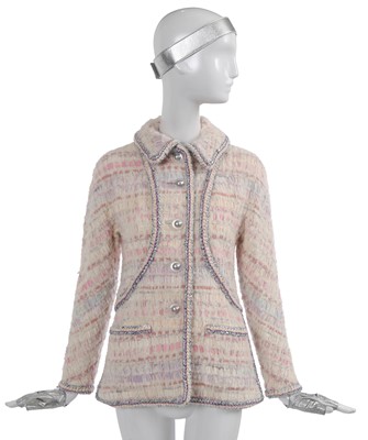 Lot 6 - A Chanel by Karl Lagerfeld pastel tweed jacket and pink cape, 'Chanel Airspace' collection, Autumn-Winter 2017-18