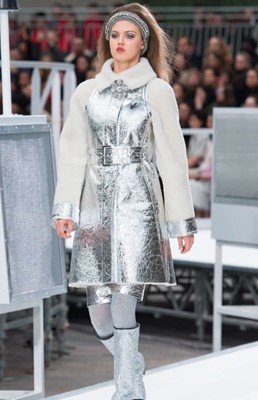 Lot 7 - A Chanel by Karl Lagerfeld silver sheepskin coat, 'Chanel Airspace' collection, Autumn-Winter 2017-18