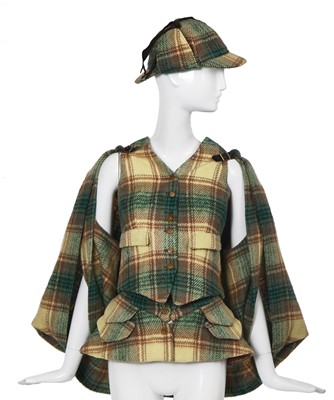 Lot 327 - A Vivienne Westwood green and primrose tartan wool ensemble, 'Time Machine' collection, Autumn-Winter 1988-89