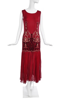 Lot 264 - A Christian Dior by Gianfranco Ferré red chiffon evening gown, Autumn-Winter 1995-96