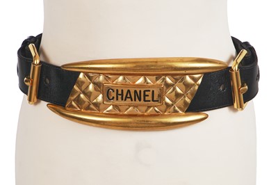 Lot 40 - A Chanel by Karl Lagerfeld gilt and leather boxing belt, 'Nouvelle Rapper (Hip Hop)' collection, Autumn-Winter 1991-92