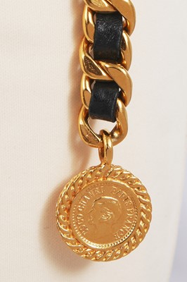 Lot 52 - A Chanel by Karl Lagerfeld gilt and leather chain belt, circa 1985