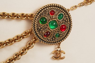 Lot 50 - A Chanel by Karl Lagerfeld gilt and cabochon chain belt, 1985