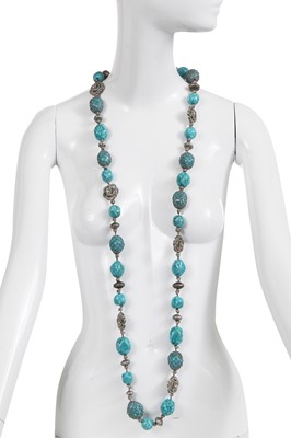 Lot 253 - A Christian Dior by John Galliano metal, rhinestone and faux-turquoise sautoir, 'Sportswear on Heels' collection, Autumn-Winter 1998-99