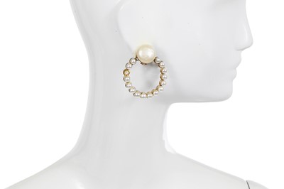 Lot 48 - A pair of Chanel gilt and faux pearl numerical earrings, Spring-Summer 1982