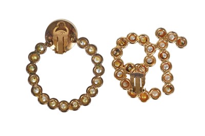 Lot 48 - A pair of Chanel gilt and faux pearl numerical earrings, Spring-Summer 1982