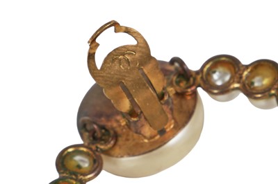 Lot 48 - A pair of Chanel gilt and faux pearl numerical earrings, Spring-Summer 1982