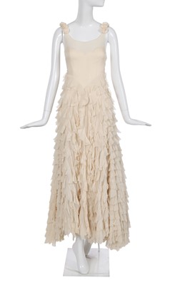 Lot 516 - An haute couture ivory chiffon evening gown, possibly Chanel, circa 1931