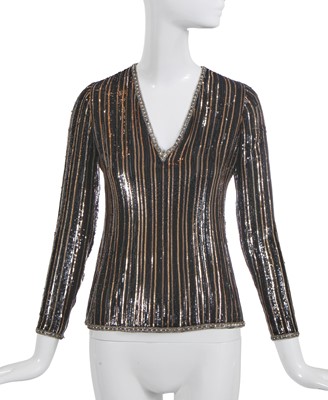 Lot 447 - An Yves Saint Laurent haute couture sequined blouse, Autumn-Winter 1973-74