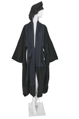 Lot 195 - A Comme des Garçons black cotton and wool ensemble, either Autumn-Winter 1983-84 or 1984-85