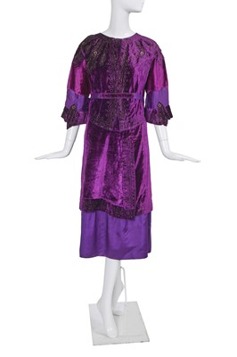 Lot 532 - A Babani embroidered purple velvet dress, circa 1918