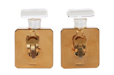 Lot 49 - A pair of Chanel haute couture by Karl Lagerfeld gilt perfume bottle earrings, Spring-Summer 1986