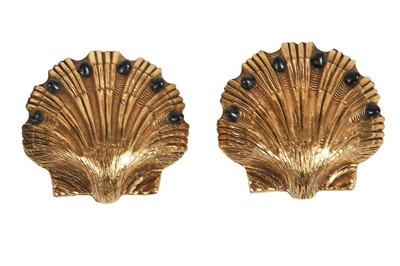 Lot 59 - A pair of Chanel by Goossens gilt shell earrings, 1970s