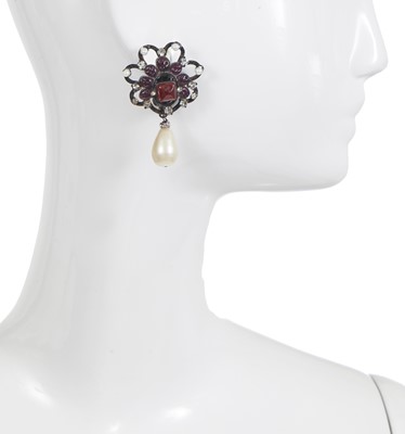 Lot 54 - A pair of Chanel by Karl Lagerfeld poured glass and faux pearl earrings, 1980s