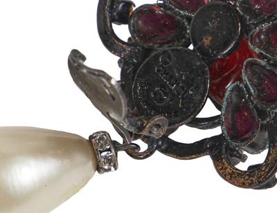 Lot 54 - A pair of Chanel by Karl Lagerfeld poured glass and faux pearl earrings, 1980s