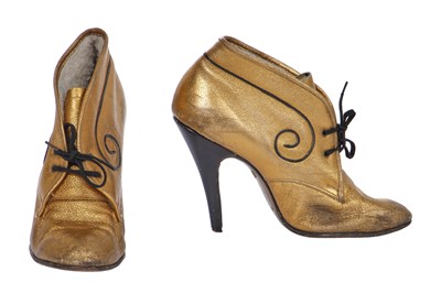 Lot 363 - A pair of rare Westwood/McLaren SEX gold leather 'Lancas Booties', circa 1975
