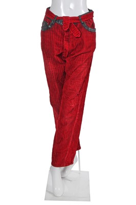 Lot 360 - A pair of Westwood/McLaren Seditionaries red jumbo cord 'Donkey' trousers, circa 1977
