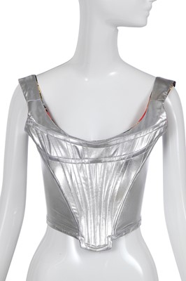 Lot 328 - A Vivienne Westwood silver-coated jersey corset, Spring-Summer or Autumn-Winter 1988-89