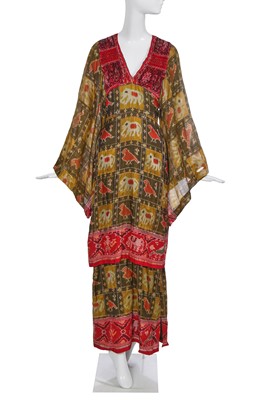 Lot 423 - A Thea Porter silk ikat dress, 1970s