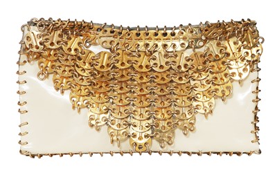 Lot 405 - A Paco Rabanne leather and metal link clutch bag, late 1960s-early 1970s
