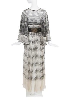 Lot 420 - An early Zandra Rhodes 'Knitted Circle' printed chiffon gown, 1969-70