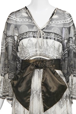 Lot 420 - An early Zandra Rhodes 'Knitted Circle' printed chiffon gown, 1969-70