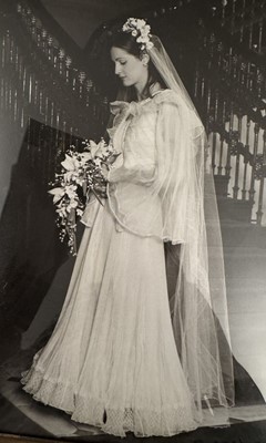 Lot 418 - A Tommy Nutter morning suit and special order Zandra Rhodes bridal gown, 1973