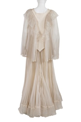 Lot 418 - A Tommy Nutter morning suit and special order Zandra Rhodes bridal gown, 1973