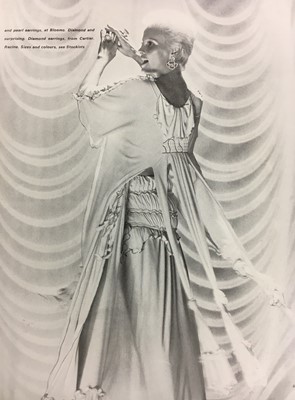 Lot 416 - A Zandra Rhodes orange jersey rayon ensemble, 1974