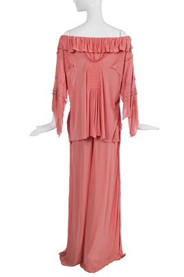 Lot 416 - A Zandra Rhodes orange jersey rayon ensemble, 1974