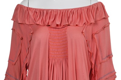 Lot 416 - A Zandra Rhodes orange jersey rayon ensemble, 1974