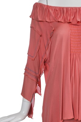 Lot 416 - A Zandra Rhodes orange jersey rayon ensemble, 1974