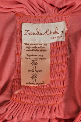Lot 416 - A Zandra Rhodes orange jersey rayon ensemble, 1974