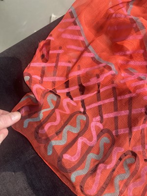 Lot 414 - A Zandra Rhodes printed chiffon dress, 1975