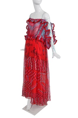 Lot 414 - A Zandra Rhodes printed chiffon dress, 1975