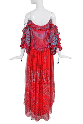 Lot 414 - A Zandra Rhodes printed chiffon dress, 1975